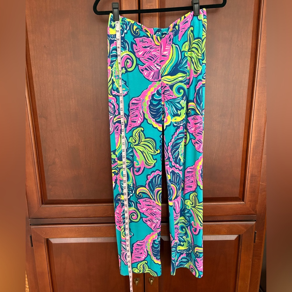 Lilly Pulitzer SAMPLE Georgia May Palazzo Pant Sea Blue Private Island Sz Small - Picture 2 of 10